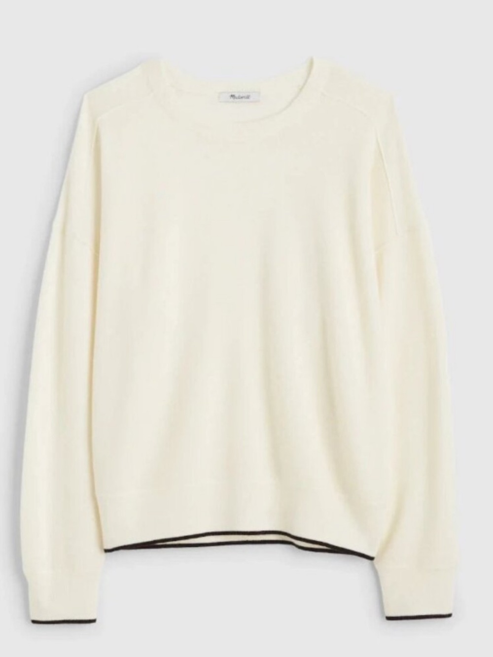 Madewell Hayes Cream Merino Wool Long Sleeve Pullover Sweater M NWT